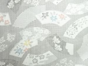 アンティーク　地紙に花模様本場大島紬単衣着物（染）